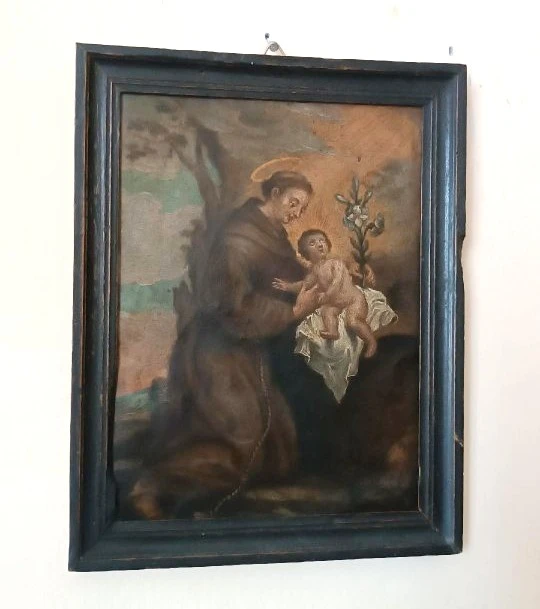 Oil painting on copper depicting St. Anthony of Padua with Child ,Early 18th century