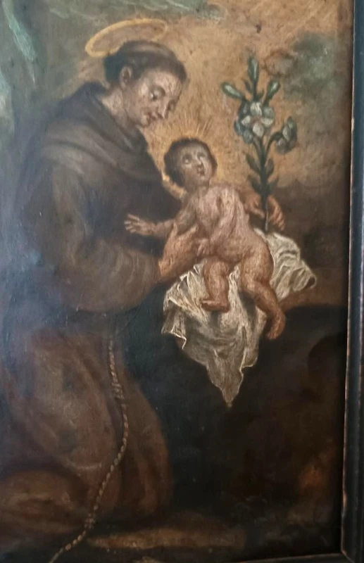 Oil painting on copper depicting St. Anthony of Padua with Child ,Early 18th century