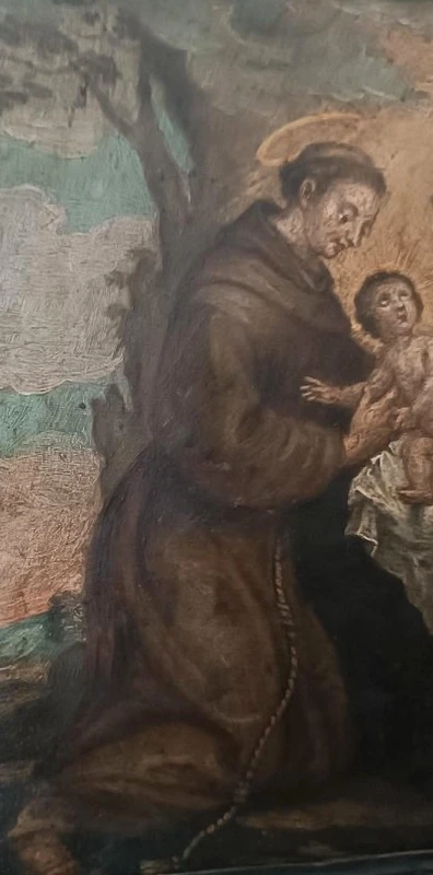 Oil painting on copper depicting St. Anthony of Padua with Child ,Early 18th century