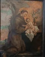 Oil painting on copper depicting St. Anthony of Padua with Child ,Early 18th century