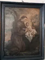 Oil painting on copper depicting St. Anthony of Padua with Child ,Early 18th century