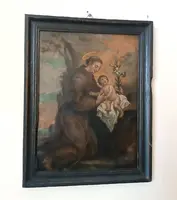 Oil painting on copper depicting St. Anthony of Padua with Child ,Early 18th century