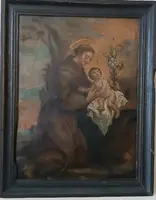Oil painting on copper depicting St. Anthony of Padua with Child ,Early 18th century