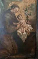 Oil painting on copper depicting St. Anthony of Padua with Child ,Early 18th century