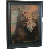 Oil painting on copper depicting St. Anthony of Padua with Child ,Early 18th century