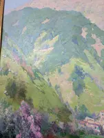 Giuseppe Pesa - Grand paysage de montagne avec ruisseau, Huile sur toile, 20e siècle
