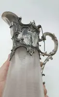Tray with carafe and 6 glasses glass and silvered metal END of 19th century