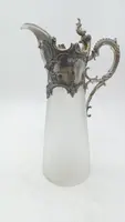 Tray with carafe and 6 glasses glass and silvered metal END of 19th century