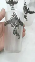 Tray with carafe and 6 glasses glass and silvered metal END of 19th century