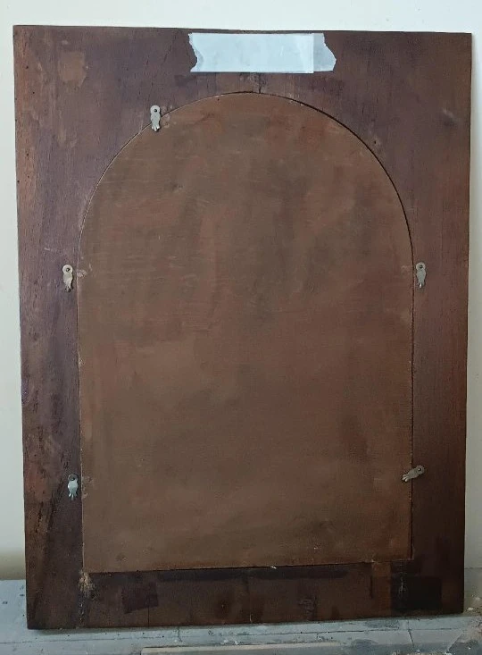 Pannello intarsiato ,cornice intarsiata ,primi 900 Italia ,sposalizio della vergine da Raffaell