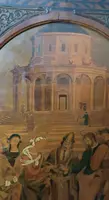 Pannello intarsiato ,cornice intarsiata ,primi 900 Italia ,sposalizio della vergine da Raffaell