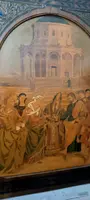 Pannello intarsiato ,cornice intarsiata ,primi 900 Italia ,sposalizio della vergine da Raffaell