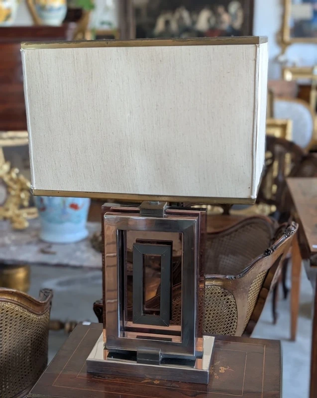 Lampe de crédence Romeo Rega en acier, laiton et plexiglas - années 1970