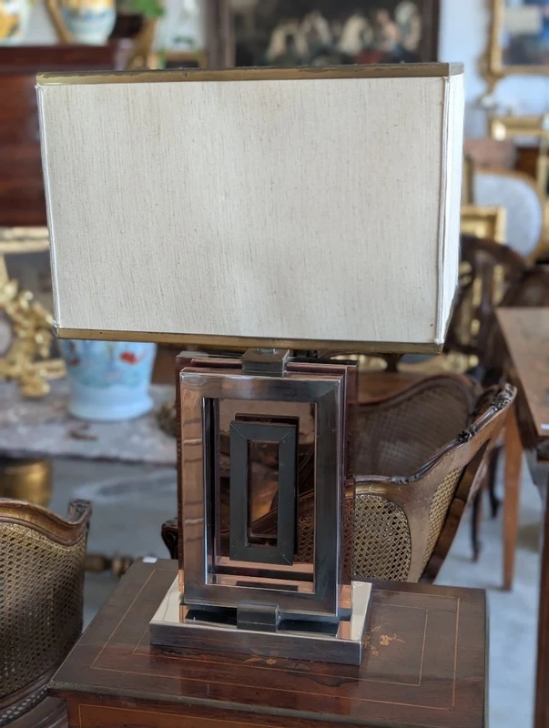 Lampe de crédence Romeo Rega en acier, laiton et plexiglas - années 1970
