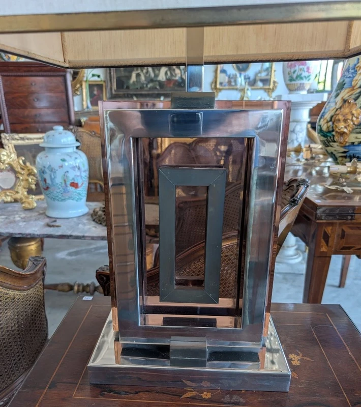 Lampe de crédence Romeo Rega en acier, laiton et plexiglas - années 1970