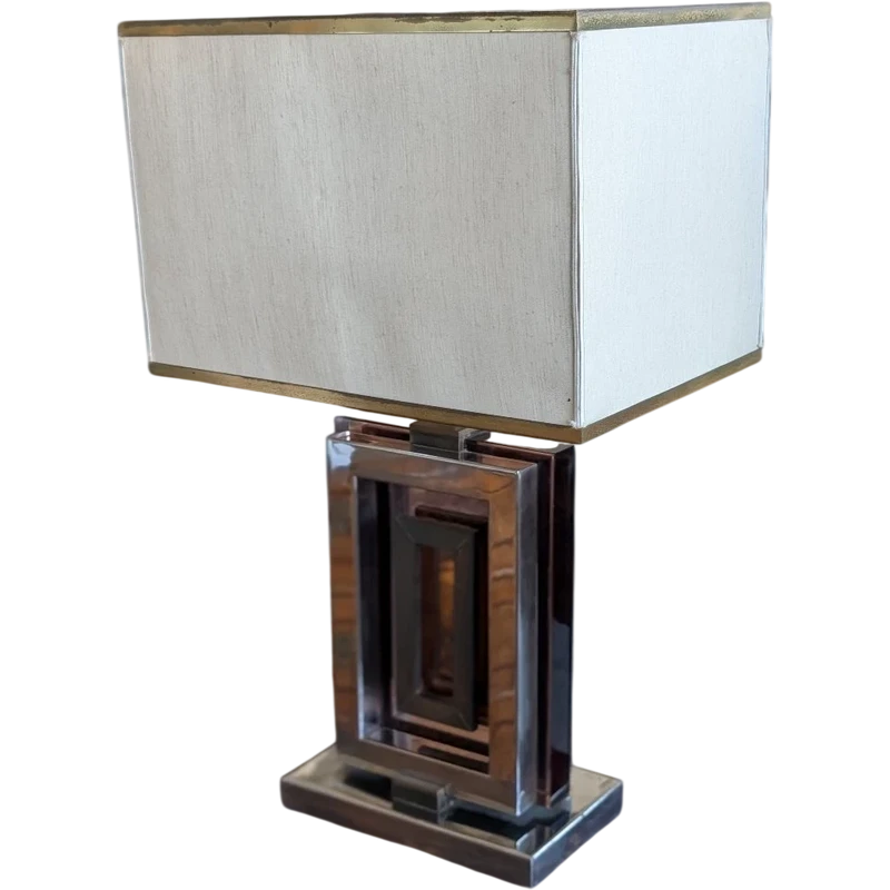 Lampe de crédence Romeo Rega en acier, laiton et plexiglas - années 1970