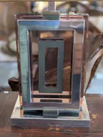 Lampe de crédence Romeo Rega en acier, laiton et plexiglas - années 1970