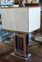 Lampe de crédence Romeo Rega en acier, laiton et plexiglas - années 1970
