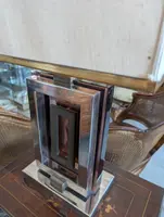 Lampe de crédence Romeo Rega en acier, laiton et plexiglas - années 1970