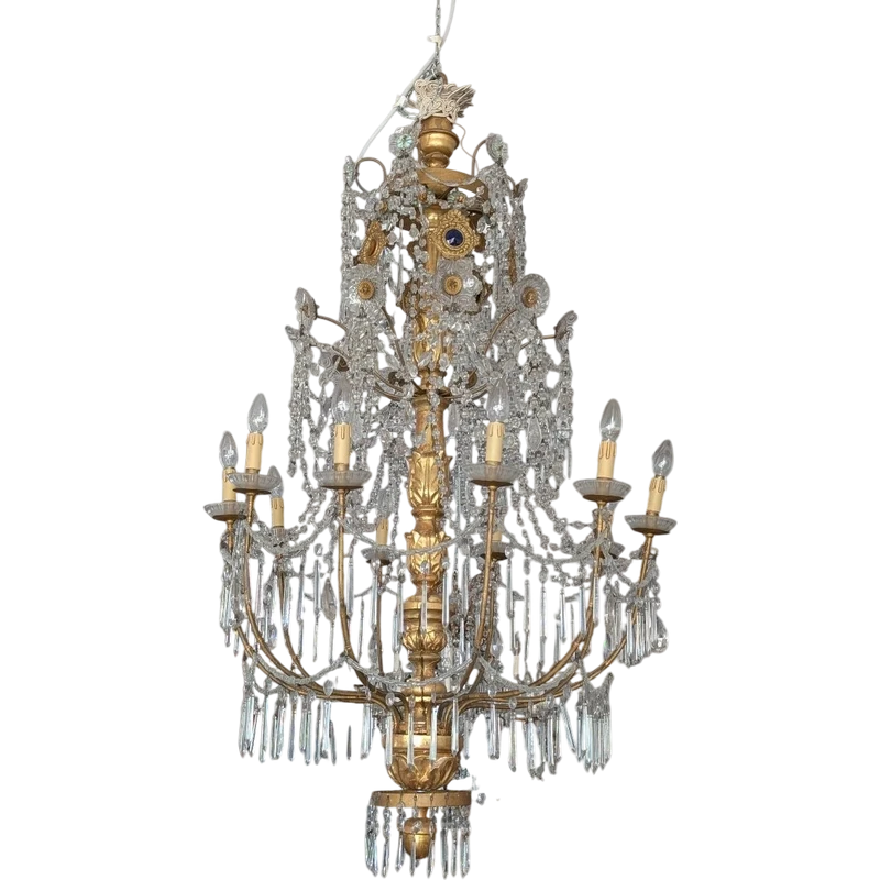 Grande Lampadario Genovese Neoclassico A 10 Luci
