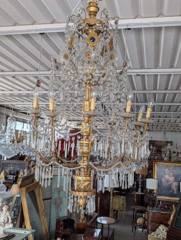 Grande Lampadario Genovese Neoclassico A 10 Luci