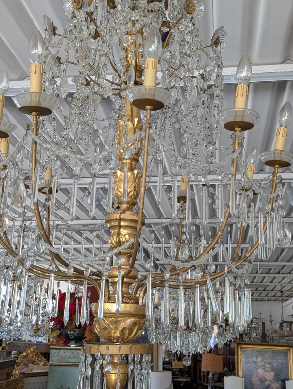 Grande Lampadario Genovese Neoclassico A 10 Luci