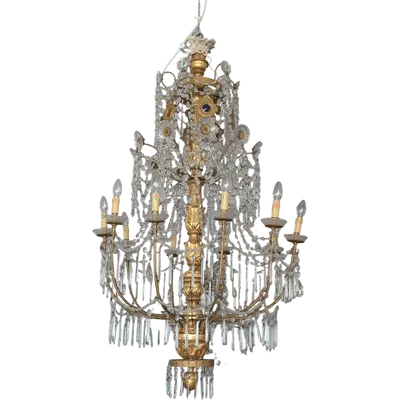 Grand lustre génois néoclassique à 10 lumières