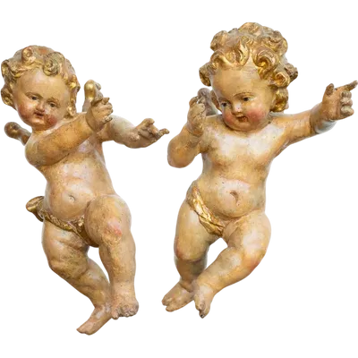 Pair of putti in gilded wood, Venice