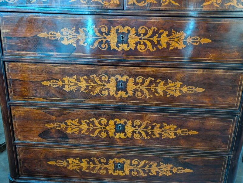 Important Palermitan Charles X Lastronato Stipo in Rosewood, Sicily 19th Century
