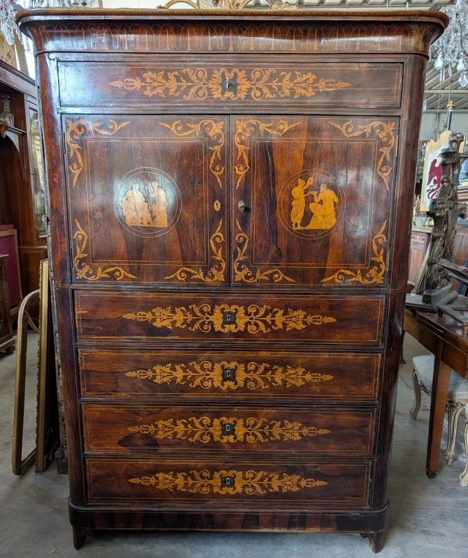 Important Palermitan Charles X Lastronato Stipo in Rosewood, Sicily 19th Century
