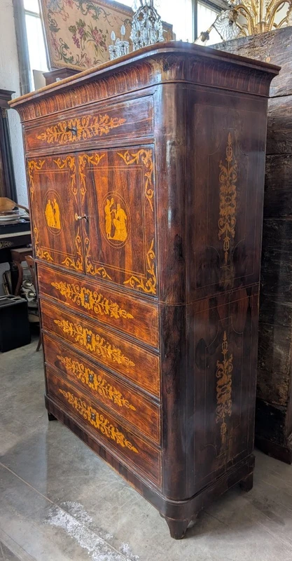 Important Palermitan Charles X Lastronato Stipo in Rosewood, Sicily 19th Century