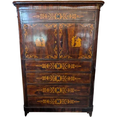 Important Palermitan Charles X Lastronato Stipo in Rosewood, Sicily 19th Century