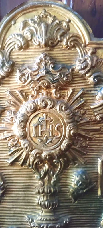 Porte de tabernacle en bronze baroque 18e siècle