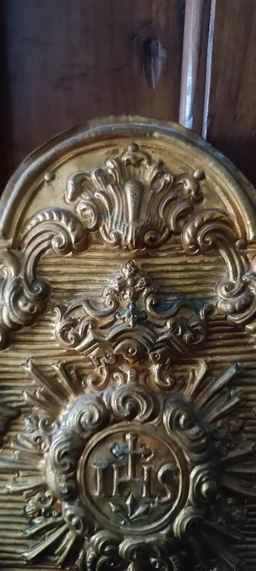 Porte de tabernacle en bronze baroque 18e siècle