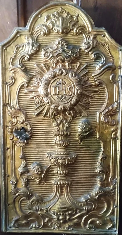 Porte de tabernacle en bronze baroque 18e siècle