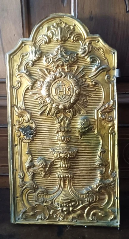Porte de tabernacle en bronze baroque 18e siècle