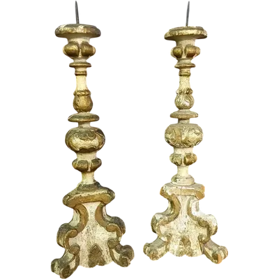 Antique pair of candlesticks END 17th century Louis XIV baroque