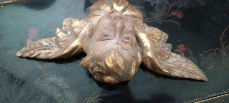 Antique sculpture winged head cherub putto angel