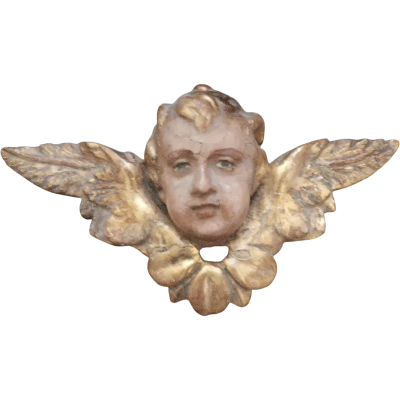 Antique sculpture winged head cherub putto angel