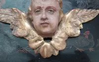 Antique sculpture winged head cherub putto angel