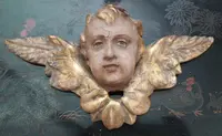 Antique sculpture winged head cherub putto angel