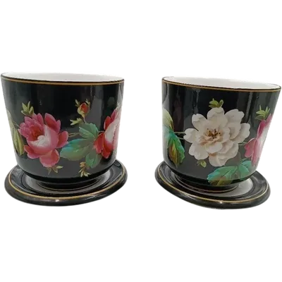 Pair of cashpot vases ,Ginori porcelain second half 19th century