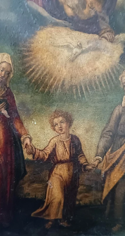 Antico dipinto su rame-Sacra famiglia -XVIII secolo