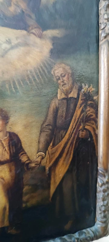 Antico dipinto su rame-Sacra famiglia -XVIII secolo