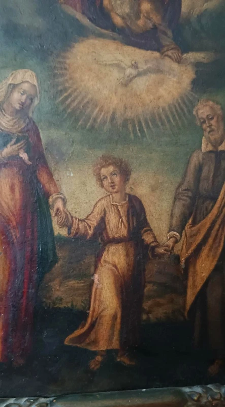 Antico dipinto su rame-Sacra famiglia -XVIII secolo