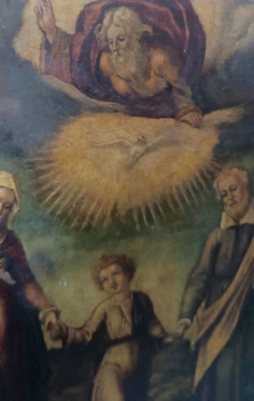 Antico dipinto su rame-Sacra famiglia -XVIII secolo