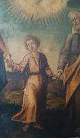 Antico dipinto su rame-Sacra famiglia -XVIII secolo