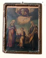 Antico dipinto su rame-Sacra famiglia -XVIII secolo