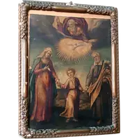 Antico dipinto su rame-Sacra famiglia -XVIII secolo