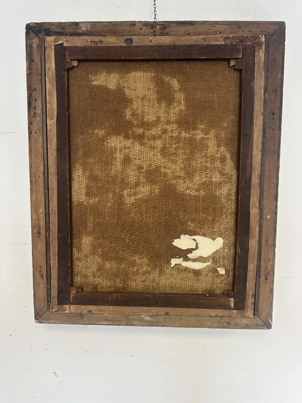 Huile sur toile : « La Vierge à l'Enfant et le petit saint Jean ». Copie d'Andrea del Sarto. XVIe siècle